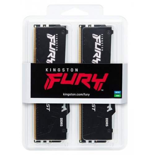 Уценка озу Kingston DDR5 32GB (2x16GB) 5200MHz FURY Beast RGB Black (KF552C40BBAK2-32) (Вскрытая упаковка, 840221) купить в Украине: Киев, Днепр, Харьков, Одесса  | Проверка совместимости, низкая цена, отзывы, характеристики от TELEMART фото