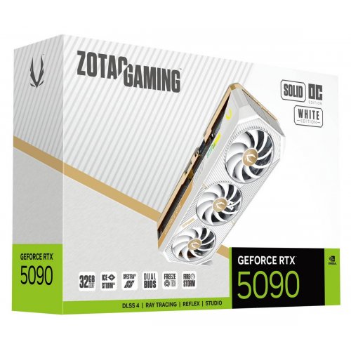 Відеокарта Zotac GeForce RTX 5090 GAMING SOLID OC White 32768MB (ZT-B50900Q-10P) купити в Україні: Київ, Львів, Хмельницький, Тернопіль, Івано-Франківськ | Перевірка сумісності, низька ціна, відгуки, характеристики від TELEMART фото