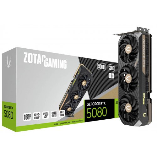 Відеокарта Zotac GeForce RTX 5080 GAMING SOLID CORE OC 16384MB (ZT-B50800J2-10P) купити в Україні: Київ, Львів, Хмельницький, Тернопіль, Івано-Франківськ | Перевірка сумісності, низька ціна, відгуки, характеристики від TELEMART фото
