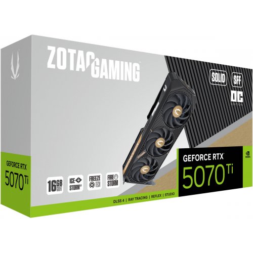 Відеокарта Zotac GeForce RTX 5070 Ti GAMING SOLID SFF OC 16384MB (ZT-B50710J3-10P) купити в Україні: Київ, Львів, Хмельницький, Тернопіль, Івано-Франківськ | Перевірка сумісності, низька ціна, відгуки, характеристики від TELEMART фото