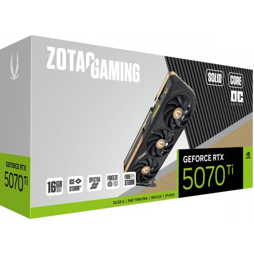 Відеокарта Zotac GeForce RTX 5070 Ti GAMING SOLID CORE OC 16384MB (ZT-B50710J2-10P) купити в Україні: Київ, Львів, Хмельницький, Тернопіль, Івано-Франківськ | Перевірка сумісності, низька ціна, відгуки, характеристики від TELEMART фото