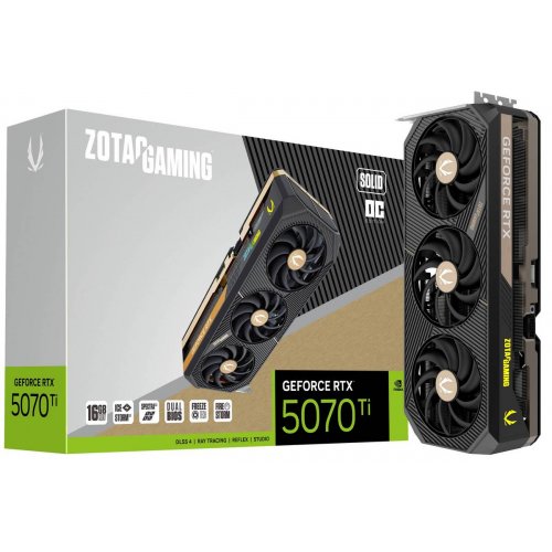 Відеокарта Zotac GeForce RTX 5070 Ti GAMING SOLID OC 16384MB (ZT-B50710J-10P) купити в Україні: Київ, Львів, Хмельницький, Тернопіль, Івано-Франківськ | Перевірка сумісності, низька ціна, відгуки, характеристики від TELEMART фото