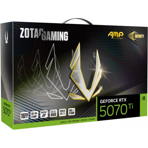 Відеокарта Zotac GeForce RTX 5070 Ti GAMING AMP Extreme INFINITY 16384MB (ZT-B50710B-10P) купити в Україні: Київ, Львів, Хмельницький, Тернопіль, Івано-Франківськ | Перевірка сумісності, низька ціна, відгуки, характеристики від TELEMART фото