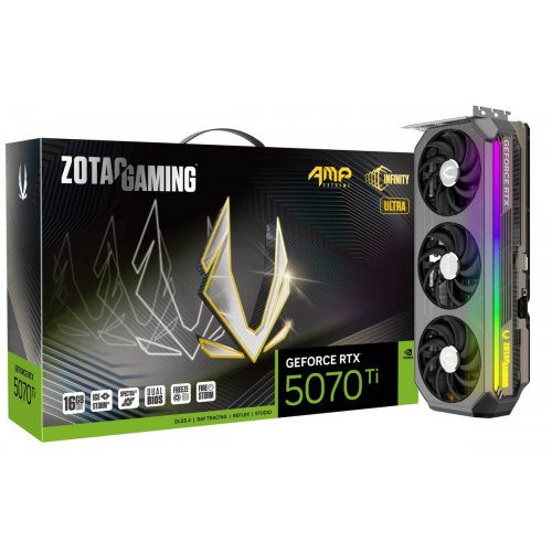 Відеокарта Zotac GeForce RTX 5070 Ti GAMING AMP Extreme INFINITY ULTRA 16384MB (ZT-B50710BU-10P) купити в Україні: Київ, Львів, Хмельницький, Тернопіль, Івано-Франківськ | Перевірка сумісності, низька ціна, відгуки, характеристики від TELEMART фото