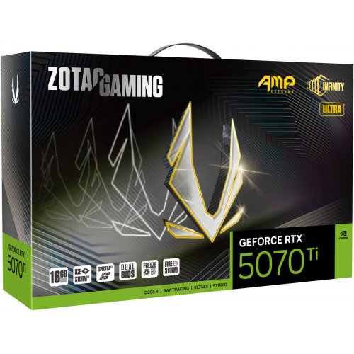 Відеокарта Zotac GeForce RTX 5070 Ti GAMING AMP Extreme INFINITY ULTRA 16384MB (ZT-B50710BU-10P) купити в Україні: Київ, Львів, Хмельницький, Тернопіль, Івано-Франківськ | Перевірка сумісності, низька ціна, відгуки, характеристики від TELEMART фото