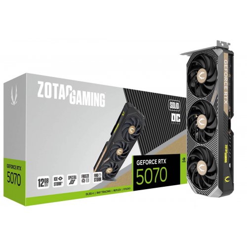 Відеокарта Zotac GeForce RTX 5070 GAMING SOLID OC 12288MB (ZT-B50700J-10P) купити в Україні: Київ, Львів, Хмельницький, Тернопіль, Івано-Франківськ | Перевірка сумісності, низька ціна, відгуки, характеристики від TELEMART фото