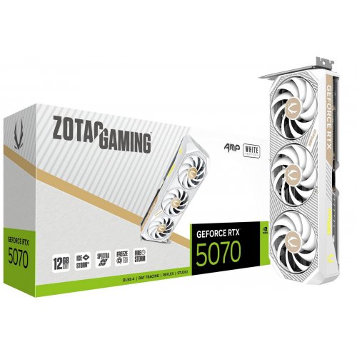 Відеокарта Zotac GeForce RTX 5070 GAMING AMP White 12288MB (ZT-B50700FQ-10P) купити в Україні: Київ, Львів, Хмельницький, Тернопіль, Івано-Франківськ | Перевірка сумісності, низька ціна, відгуки, характеристики від TELEMART фото