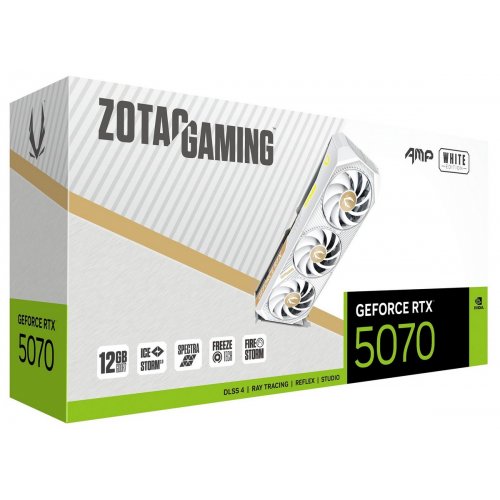Відеокарта Zotac GeForce RTX 5070 GAMING AMP White 12288MB (ZT-B50700FQ-10P) купити в Україні: Київ, Львів, Хмельницький, Тернопіль, Івано-Франківськ | Перевірка сумісності, низька ціна, відгуки, характеристики від TELEMART фото