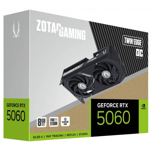Відеокарта Zotac GeForce RTX 5060 GAMING Twin Edge OC 8192MB (ZT-B50600H-10M) купити в Україні: Київ, Львів, Хмельницький, Тернопіль, Івано-Франківськ | Перевірка сумісності, низька ціна, відгуки, характеристики від TELEMART фото