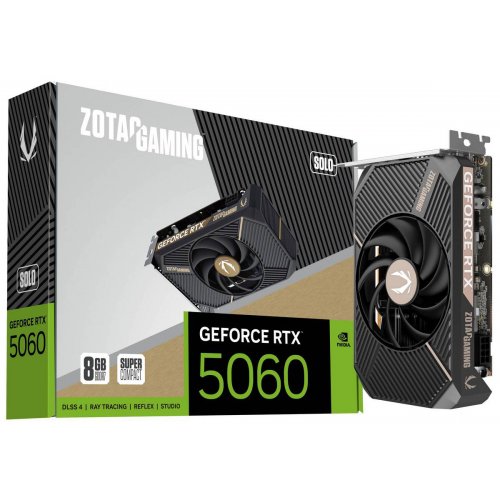 Відеокарта Zotac GeForce RTX 5060 GAMING SOLO 8192MB (ZT-B50600G-10L) купити в Україні: Київ, Львів, Хмельницький, Тернопіль, Івано-Франківськ | Перевірка сумісності, низька ціна, відгуки, характеристики від TELEMART фото