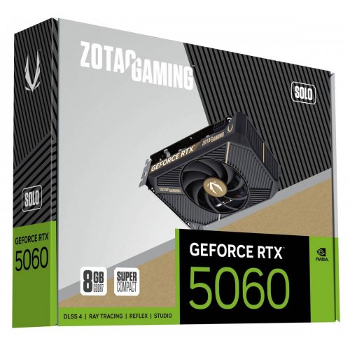 Відеокарта Zotac GeForce RTX 5060 GAMING SOLO 8192MB (ZT-B50600G-10L) купити в Україні: Київ, Львів, Хмельницький, Тернопіль, Івано-Франківськ | Перевірка сумісності, низька ціна, відгуки, характеристики від TELEMART фото