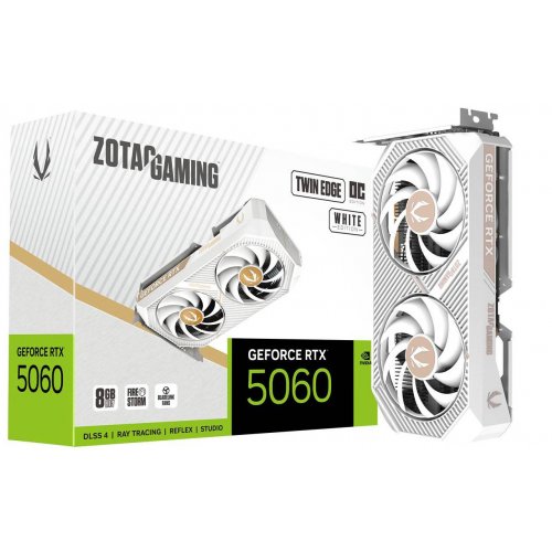 Відеокарта Zotac GeForce RTX 5060 GAMING Twin Edge OC White 8192MB (ZT-B50600Q-10M) купити в Україні: Київ, Львів, Хмельницький, Тернопіль, Івано-Франківськ | Перевірка сумісності, низька ціна, відгуки, характеристики від TELEMART фото