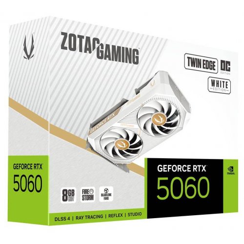 Відеокарта Zotac GeForce RTX 5060 GAMING Twin Edge OC White 8192MB (ZT-B50600Q-10M) купити в Україні: Київ, Львів, Хмельницький, Тернопіль, Івано-Франківськ | Перевірка сумісності, низька ціна, відгуки, характеристики від TELEMART фото