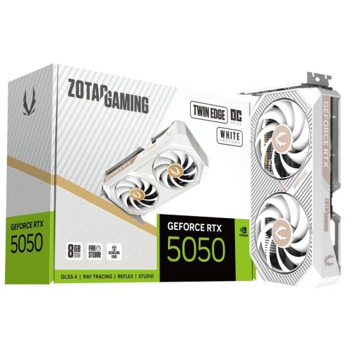 Відеокарта Zotac GeForce RTX 5050 GAMING Twin Edge OC White 8192MB (ZT-B50500Q-10M) купити в Україні: Київ, Львів, Хмельницький, Тернопіль, Івано-Франківськ | Перевірка сумісності, низька ціна, відгуки, характеристики від TELEMART фото