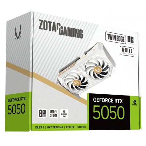 Відеокарта Zotac GeForce RTX 5050 GAMING Twin Edge OC White 8192MB (ZT-B50500Q-10M) купити в Україні: Київ, Львів, Хмельницький, Тернопіль, Івано-Франківськ | Перевірка сумісності, низька ціна, відгуки, характеристики від TELEMART фото