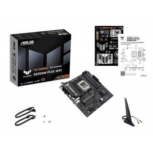 Уценка материнская плата Asus TUF GAMING A620AM-PLUS WIFI (sAM5, AMD A620A) (Следы использования, 840316) купить в Украине: Киев, Днепр, Харьков, Одесса  | Проверка совместимости, низкая цена, отзывы, характеристики от TELEMART фото