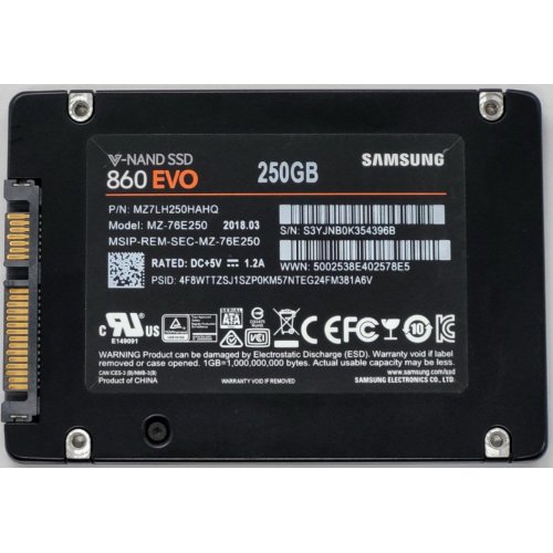 Ssd-диск Samsung 860 EVO V-NAND MLC 250GB 2.5" (MZ-76E250BW) (Восстановлено продавцом, 840342) купить в Украине: Киев, Днепр, Харьков, Одесса  | Проверка совместимости, низкая цена, отзывы, характеристики от TELEMART фото