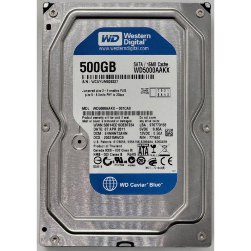 Жесткий диск Western Digital Caviar Blue 500GB 16MB 3.5" (WD5000AAKX) (Восстановлено продавцом, 840641) купить в Украине: Киев, Днепр, Харьков, Одесса  | Проверка совместимости, низкая цена, отзывы, характеристики от TELEMART фото