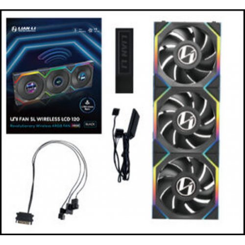Набор кулеров для корпуса Lian Li Uni Fan SL Wireless LCD 120 3 in 1 (G99.12SLLCD1W3B.00) Black купить в Украине: Киев, Днепр, Харьков, Одесса  | Проверка совместимости, низкая цена, отзывы, характеристики от TELEMART фото