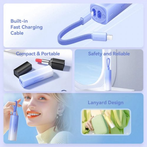 Powerbank Vention 5000mAh 20W (FHWL0) Gradient Blue купити в Україні: Київ, Львів, Хмельницький, Тернопіль, Івано-Франківськ | Низька ціна, відгуки, характеристики від TELEMART фото