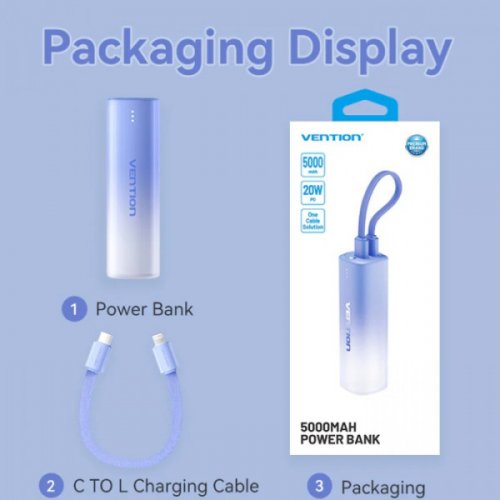 Powerbank Vention 5000mAh 20W (FHWM0) Gradient Gray купить в Украине: Киев, Днепр, Харьков, Одесса  | Низкая цена, отзывы, характеристики от TELEMART фото