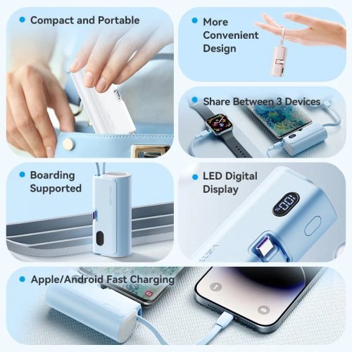 Powerbank Vention 4800mAh 22.5W (FHQW0) White купить в Украине: Киев, Днепр, Харьков, Одесса  | Низкая цена, отзывы, характеристики от TELEMART фото