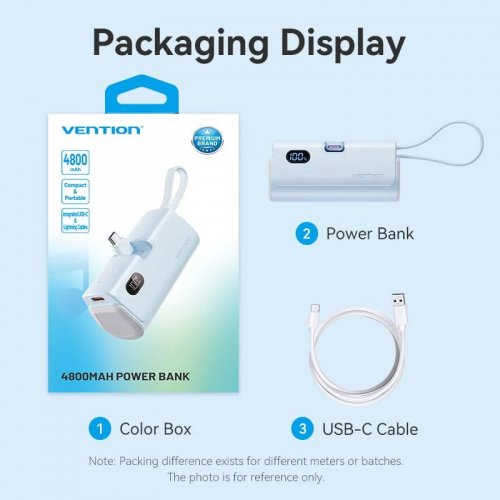 Powerbank Vention 4800mAh 22.5W (FHQW0) White купить в Украине: Киев, Днепр, Харьков, Одесса  | Низкая цена, отзывы, характеристики от TELEMART фото