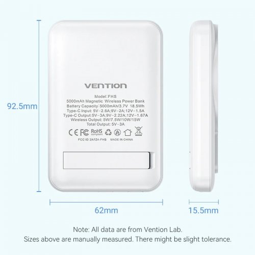 Powerbank Vention Magnetic Wireless 5000mAh 20W (FHSP0) Pink купить в Украине: Киев, Днепр, Харьков, Одесса  | Низкая цена, отзывы, характеристики от TELEMART фото