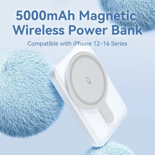 Powerbank Vention Magnetic Wireless 5000mAh 20W (FHSP0) Pink купить в Украине: Киев, Днепр, Харьков, Одесса  | Низкая цена, отзывы, характеристики от TELEMART фото