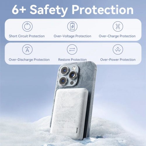 Powerbank Vention Magnetic Wireless 5000mAh 20W (FHSP0) Pink купить в Украине: Киев, Днепр, Харьков, Одесса  | Низкая цена, отзывы, характеристики от TELEMART фото