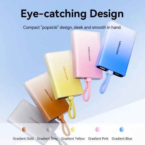 Powerbank Vention 10000mAh 22.5W LED Display (FHZL0) Gradient Blue купить в Украине: Киев, Днепр, Харьков, Одесса  | Низкая цена, отзывы, характеристики от TELEMART фото