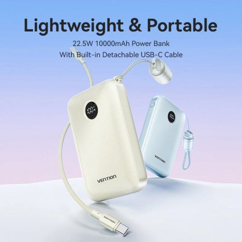 Powerbank Vention 10000mAh 22.5W (FKAN0-C) Beige купити в Україні: Київ, Львів, Хмельницький, Тернопіль, Івано-Франківськ | Низька ціна, відгуки, характеристики від TELEMART фото