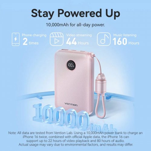 Powerbank Vention 10000mAh 22.5W (FKAN0-C) Beige купити в Україні: Київ, Львів, Хмельницький, Тернопіль, Івано-Франківськ | Низька ціна, відгуки, характеристики від TELEMART фото