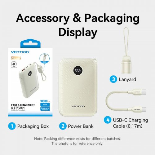 Powerbank Vention 10000mAh 22.5W (FKAL0-C) Blue купить в Украине: Киев, Днепр, Харьков, Одесса  | Низкая цена, отзывы, характеристики от TELEMART фото