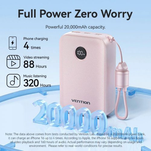 Powerbank Vention 20000mAh 22.5W (FKBN0-C) Beige купить в Украине: Киев, Днепр, Харьков, Одесса  | Низкая цена, отзывы, характеристики от TELEMART фото