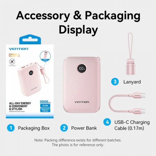 Powerbank Vention 20000mAh 22.5W (FKBB0-C) Black купить в Украине: Киев, Днепр, Харьков, Одесса  | Низкая цена, отзывы, характеристики от TELEMART фото