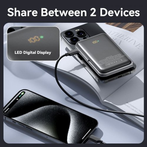 Powerbank Vention Magnetic Wireless 10000mAh 20W (FHNB0) Black купить в Украине: Киев, Днепр, Харьков, Одесса  | Низкая цена, отзывы, характеристики от TELEMART фото