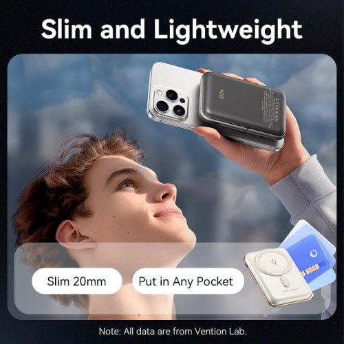 Powerbank Vention Magnetic Wireless 10000mAh 20W (FHNW0) White купить в Украине: Киев, Днепр, Харьков, Одесса  | Низкая цена, отзывы, характеристики от TELEMART фото