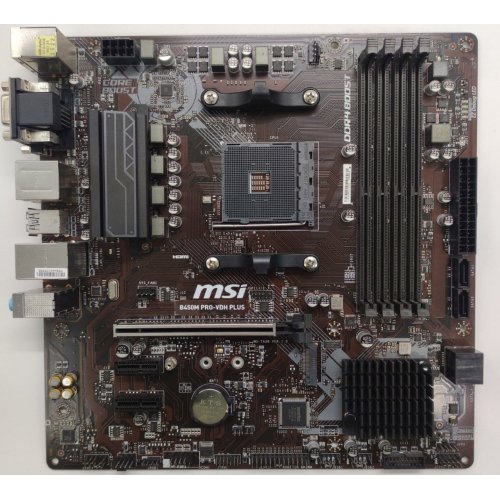 Материнська плата MSI B450M PRO-VDH PLUS (sAM4, AMD B450) (Відновлено продавцем, 840883) купити в Україні: Київ, Львів, Хмельницький, Тернопіль, Івано-Франківськ | Перевірка сумісності, низька ціна, відгуки, характеристики від TELEMART фото