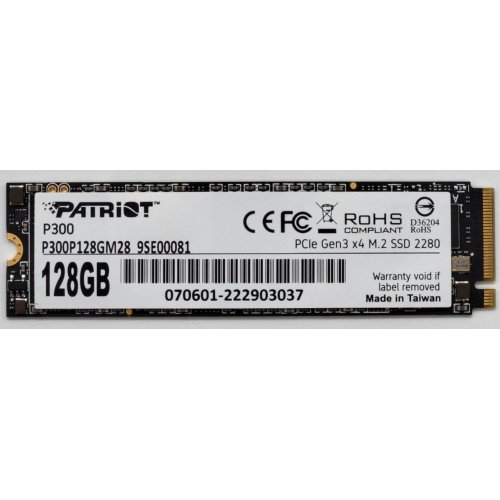 Ssd-диск Patriot P300 128GB M.2 (2280 PCI-E) NVMe x4 (P300P128GM28) OEM (Восстановлено продавцом, 841016) купить в Украине: Киев, Днепр, Харьков, Одесса  | Проверка совместимости, низкая цена, отзывы, характеристики от TELEMART фото