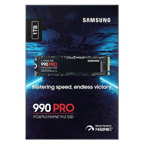 Уцінка ssd-диск Samsung 990 PRO V-NAND 3-bit MLC 1TB M.2 (2280 PCI-E) NVMe 2.0 (MZ-V9P1T0BW) (Сліди використання, 841372) купити в Україні: Київ, Львів, Хмельницький, Тернопіль, Івано-Франківськ | Перевірка сумісності, низька ціна, відгуки, характеристики від TELEMART фото