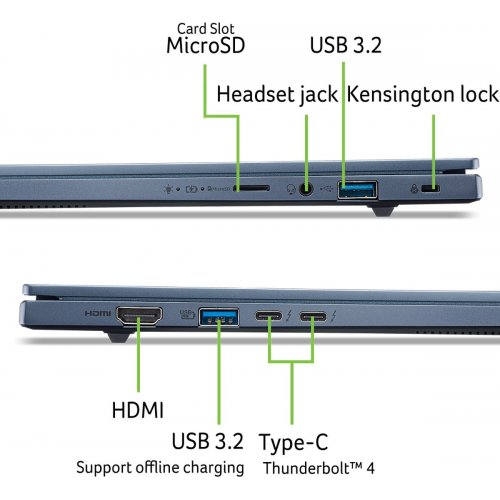 Ноутбук Acer Swift Go 14 SFG14-75 (NX.JNBEU.003) Blue купить в Украине: Киев, Днепр, Харьков, Одесса  | Низкая цена, отзывы, характеристики от TELEMART фото