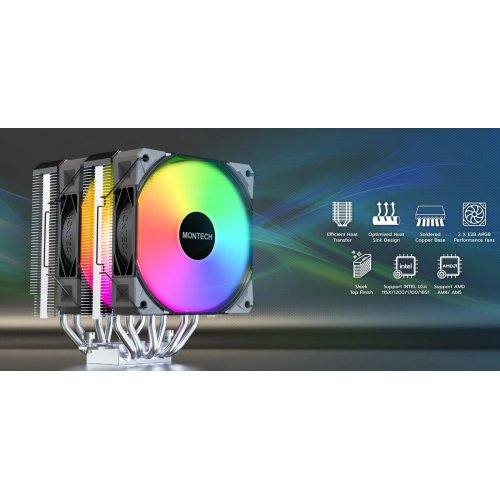 Кулер Montech NX600 ARGB White купить в Украине: Киев, Днепр, Харьков, Одесса  | Проверка совместимости, низкая цена, отзывы, характеристики от TELEMART фото