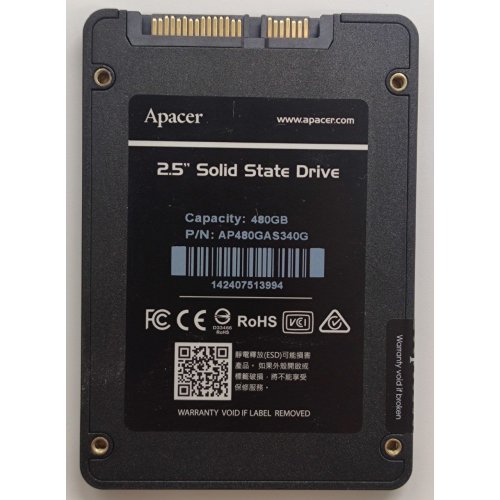 Ssd-диск Apacer AS340 Panther TLC 480GB 2.5" (AP480GAS340G-1) (Восстановлено продавцом, 842109) купить в Украине: Киев, Днепр, Харьков, Одесса  | Проверка совместимости, низкая цена, отзывы, характеристики от TELEMART фото