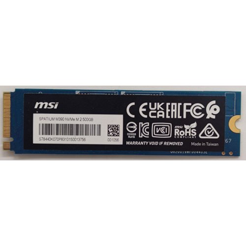 Ssd-диск MSI SPATIUM M390 3D NAND 500GB M.2 (2280 PCI-E) NVMe (S78-440K170-P83) (Восстановлено продавцом, 842185) купить в Украине: Киев, Днепр, Харьков, Одесса  | Проверка совместимости, низкая цена, отзывы, характеристики от TELEMART фото