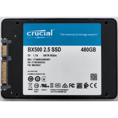 Ssd-диск Crucial BX500 3D NAND 480GB 2.5" (CT480BX500SSD1) (Відновлено продавцем, 842232) купити в Україні: Київ, Львів, Хмельницький, Тернопіль, Івано-Франківськ | Перевірка сумісності, низька ціна, відгуки, характеристики від TELEMART фото