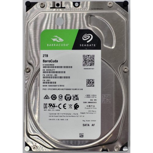 Жесткий диск Seagate BarraCuda 2TB 256MB 7200RPM 3.5" (ST2000DM008) (Восстановлено продавцом, 842235) купить в Украине: Киев, Днепр, Харьков, Одесса  | Проверка совместимости, низкая цена, отзывы, характеристики от TELEMART фото