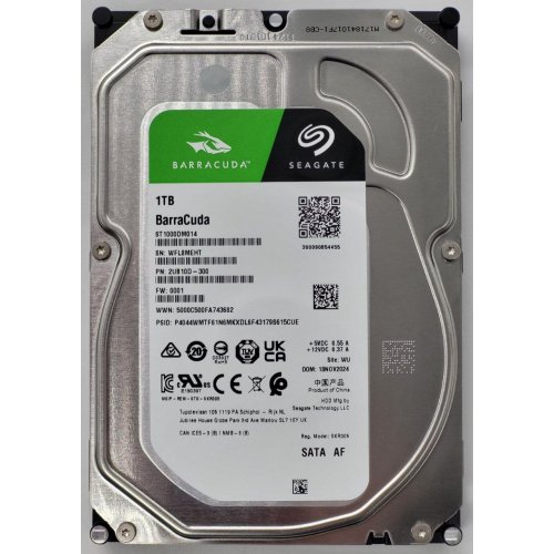 Жесткий диск Seagate BarraCuda 1TB 256MB 7200RPM 3.5" (ST1000DM014) (Восстановлено продавцом, 842240) купить в Украине: Киев, Днепр, Харьков, Одесса  | Проверка совместимости, низкая цена, отзывы, характеристики от TELEMART фото