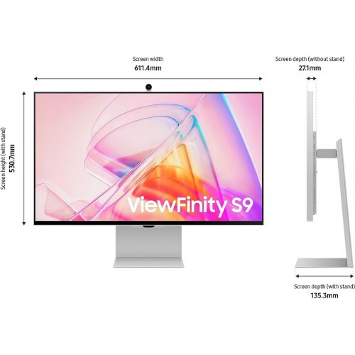 Монитор Samsung 27" ViewFinity S9 S90PC (LS27C902PAZXUA) Silver купить в Украине: Киев, Днепр, Харьков, Одесса  | Низкая цена, отзывы, характеристики от TELEMART фото