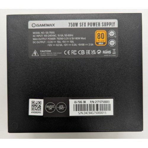 Блок питания GAMEMAX GS-750G 750W (GS-750G BLACK) Black (Восстановлено продавцом, 842434) купить в Украине: Киев, Днепр, Харьков, Одесса  | Проверка совместимости, низкая цена, отзывы, характеристики от TELEMART фото